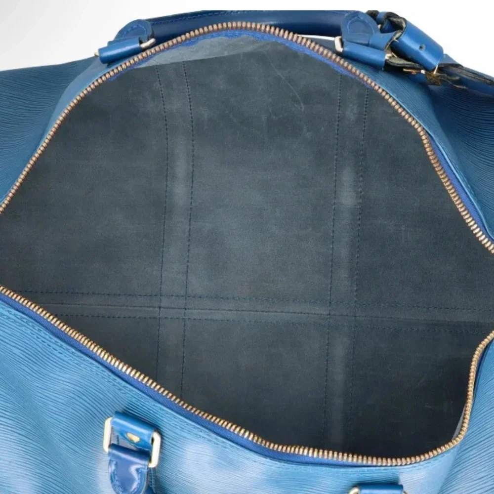 LOUIS VUITTON Toledo Blue Epi Leather LV50 Keepall Boston Travel Duffel Bag